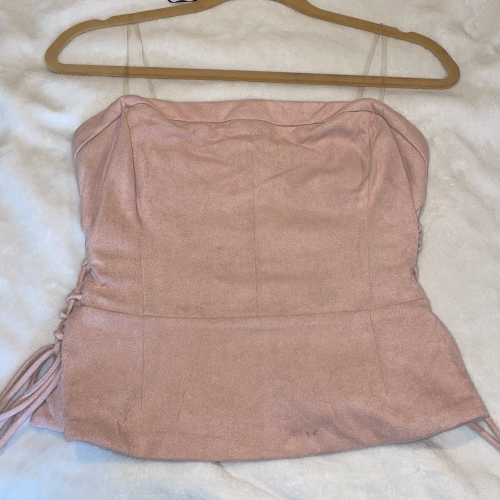 Pink suede corset
